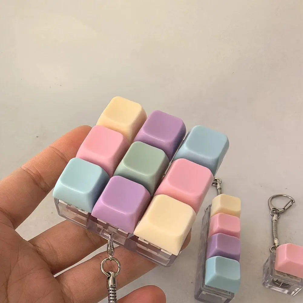 Fidget Decompression 1/4/9 Keyboard Key Toy Anti Stress Finger Keyboard Games For Adults Antistress Toys Boys Girls Keychain