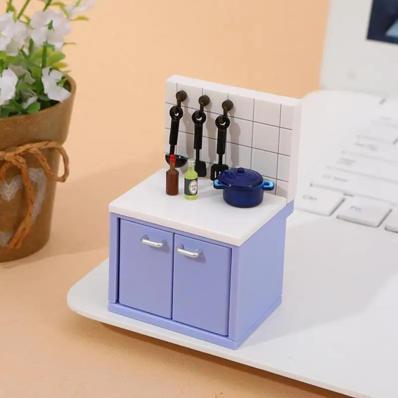 1 Set Dollhouse Miniature Simulation Kitchen Utensils Gas Stove Model Kitchen Accessories For Doll House Decor Pretend Play Toys