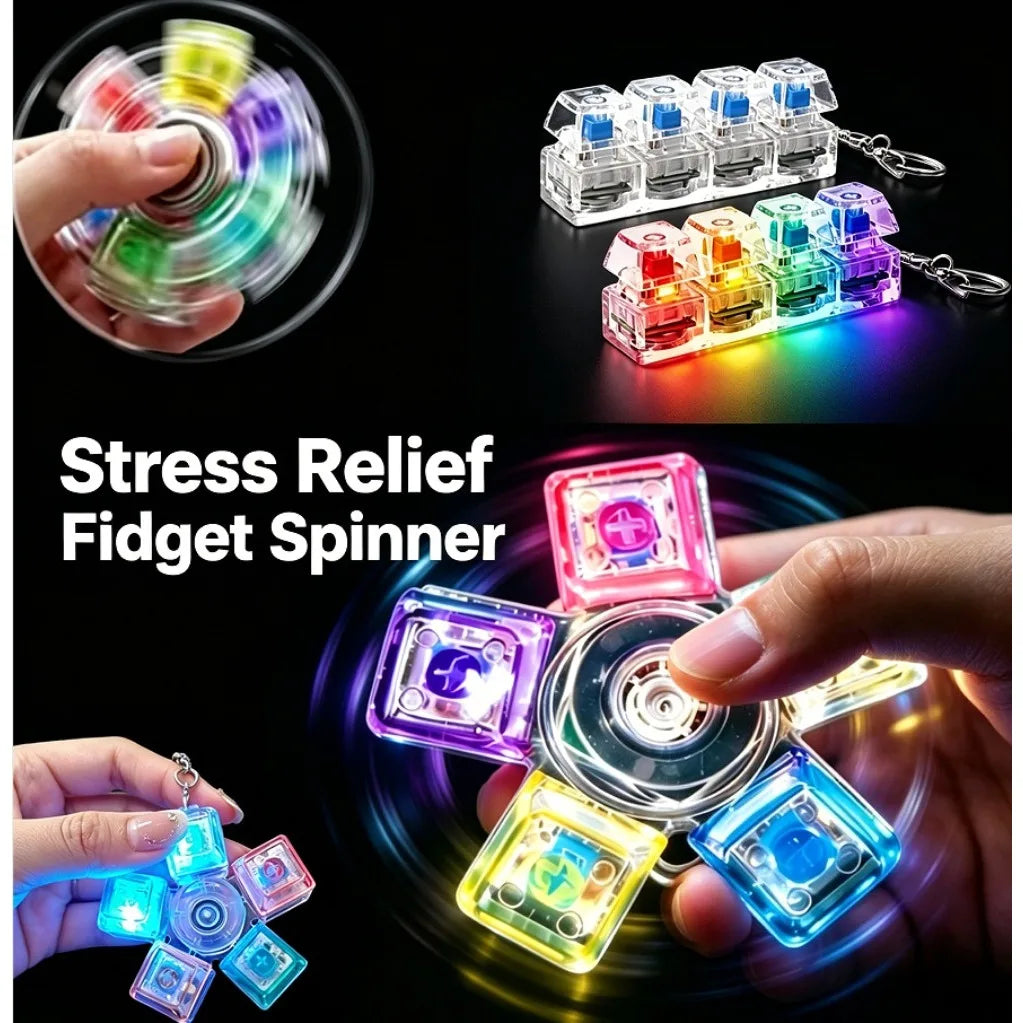 Popular Fidget Keyboard Pop It, Transparent Button Toy Spinning Top Style, Party Gift, Stress Relief for Adults Office Use