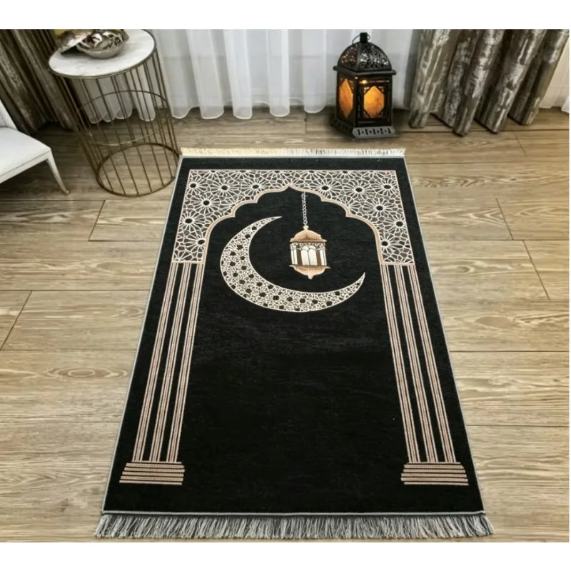 Islamic Floral Prayer Mat, Easy-to-clean Muslim Worship Rug, Foldable Skin-friendly and Wear-resistant Kneeling Blanket