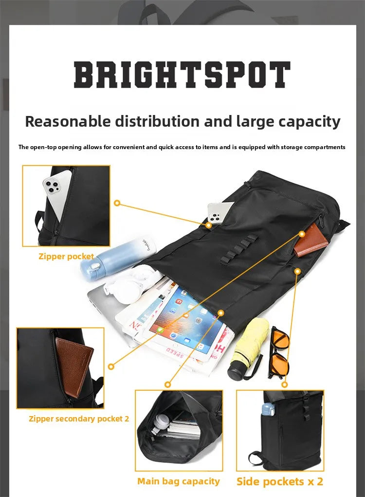 Europa und die Vereinigten Staaten: Neuer Roll-Top-Rucksack für Herren, Business- und Freizeitrucksack mit Rollverschluss.