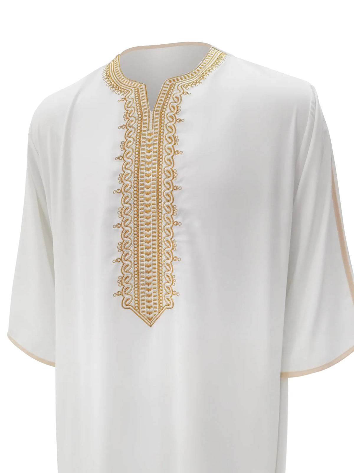2026 Ethnischer Stil Muslimische Kleidung Eid Nahost-Robe Herren Thobe Arabischer Islamischer Kaftan mit Tasche Lose Lässige Bestickte Abayas