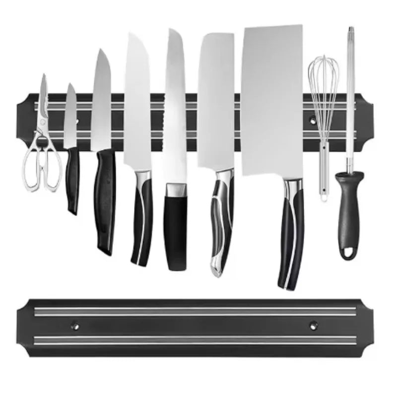 Kitchen Wall Mounted Magnetic Knife Holder Hardware Tools Absorbent Simple Multifunctional Shelf Plastic Stripe