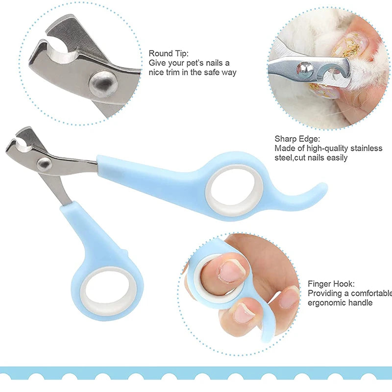 4Pcs Rabbit Grooming Kit with Tear Stain Remover Combs Pet Nail Clipper Double-Sided Shampoo Bath Brush Hamster Rabbit Supplies