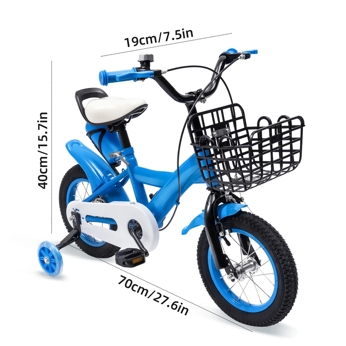 12-inch Stable Cycling Blue Kids Bike Children Bicycle Reliable Braking System Soft Cushion for Infants 2-4 Years