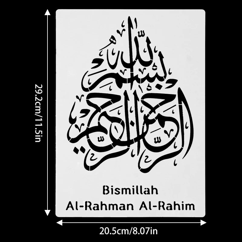 Islam Arabic Script DIY Stencils Wall Painting Scrapbook Embossing Album Paper Card Template Ramadan Eid Mubarak Decor Bismillah
