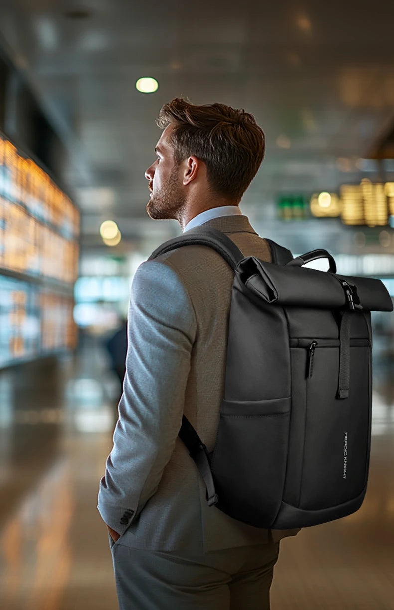 Heroic Knight Rolltop Laptop-Rucksack, erweiterbares, wasserabweisendes Fach, stilvoller Rucksack für Herren, lässiger Reiserucksack