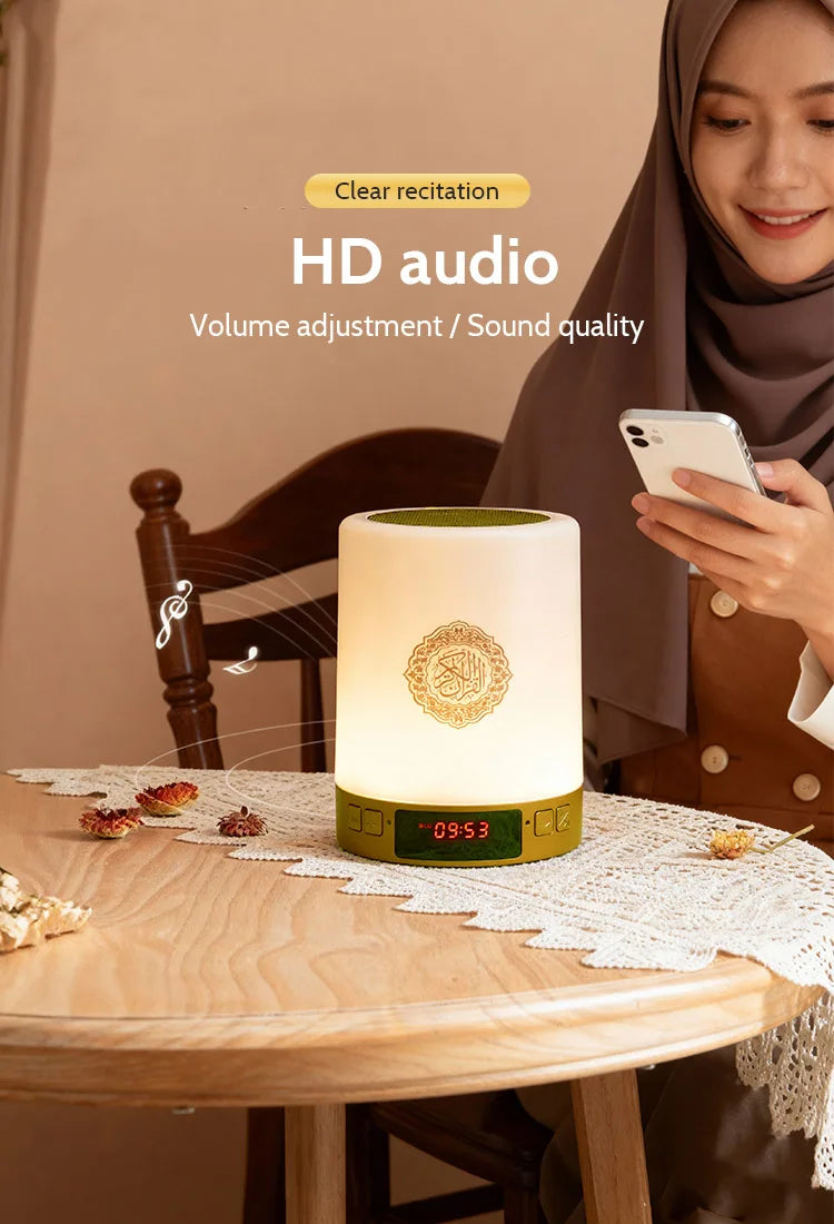 Islamic Arabic Night Light Muslim Bluetooth Speaker Quran Azan Clock Koran Portable Wireless Ramadan Bright Lamp Arab Islam Holy