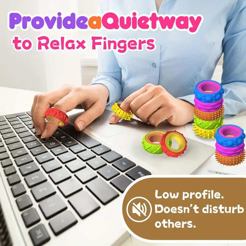 Rotating Fidget Ring Sensory Finger Spinner Anti-Anxiety Stress Relief Toys for Adults ADHD Autism Quiet Classroom Prizes Gifts