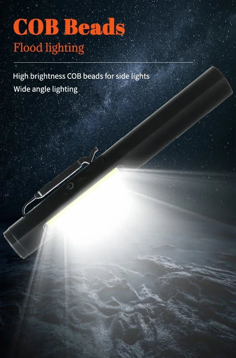 KDULIT 4 in 1 Multifunctional LED Pen Flashlight Built in 800mah Battery USB Rechargeable with Magnetism Work Repair Lantern