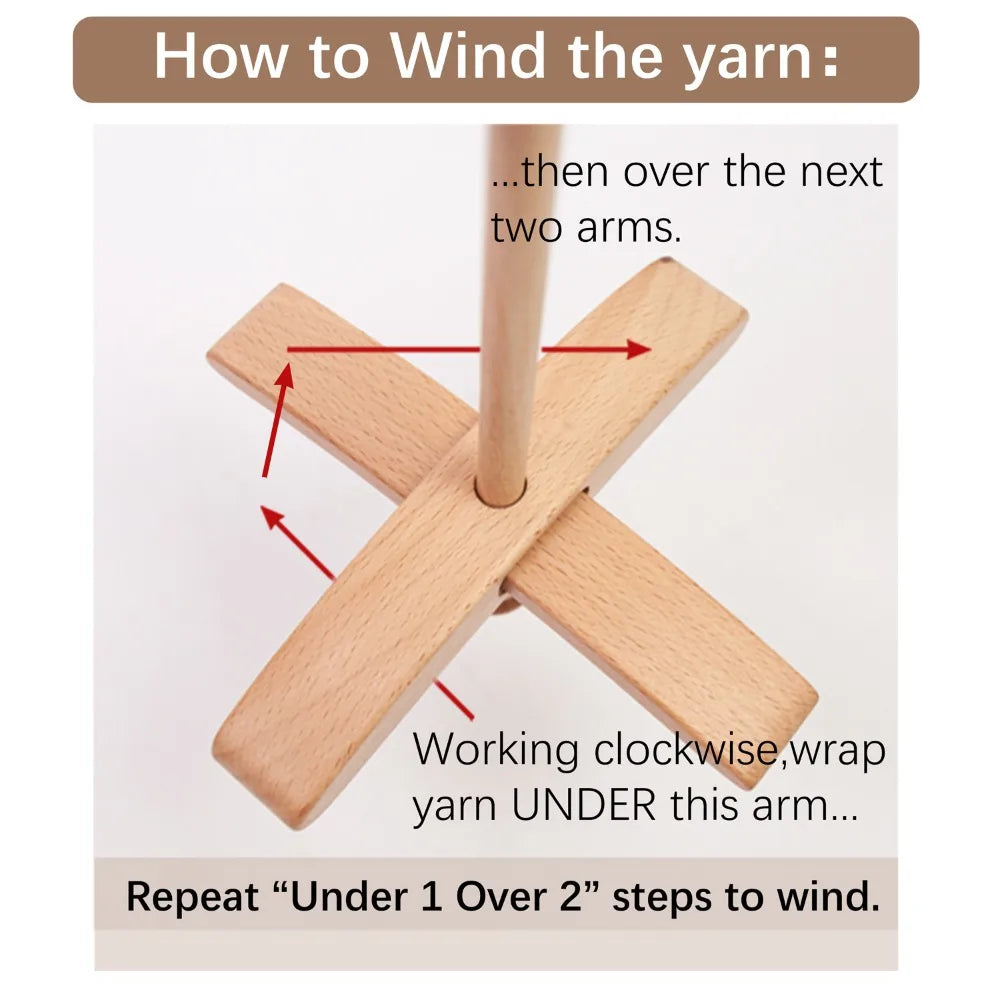 Handmade Wooden Turkish Spindle Storage Tools Detachable Cross-Shaped Hand Carved Yarn Winder Manual Top-Weaving Spinning Wheels