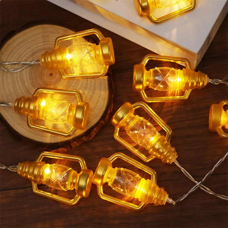 1Pack Battery Powered Lantern String Lights LED Kerosene Bottle RAMADAM String Light For Garden Wedding Holiday Party Decoration