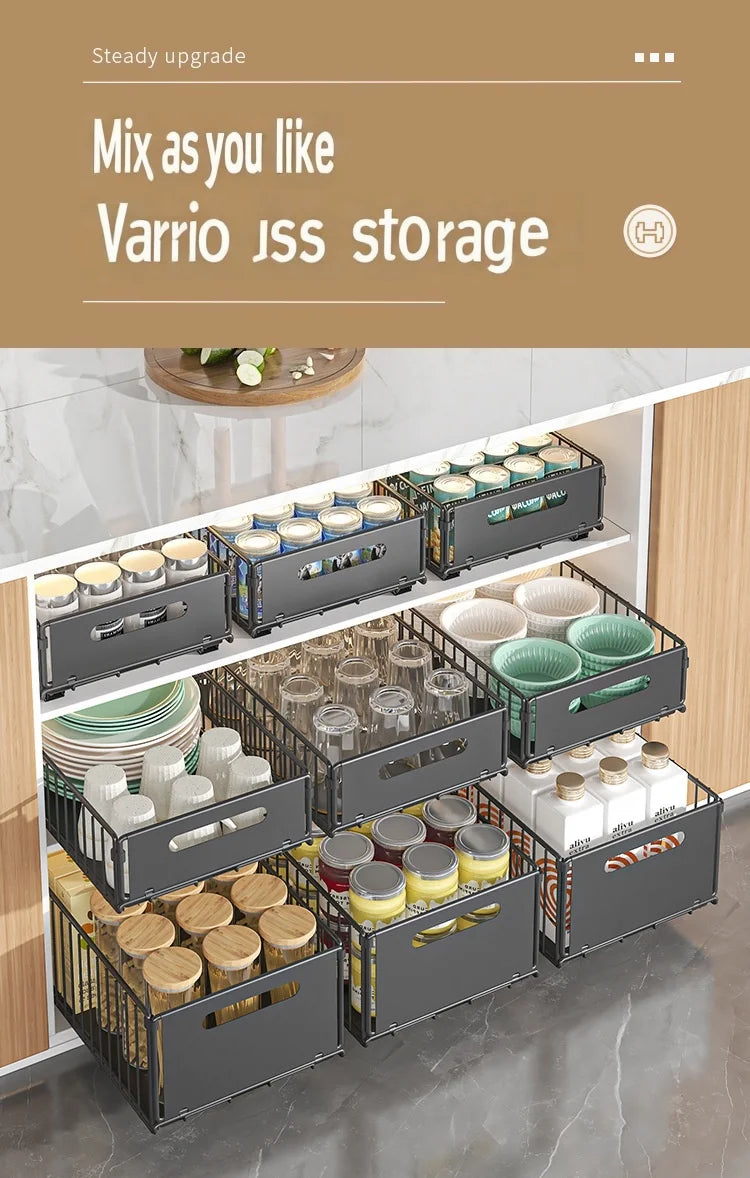 Kitchen Storage Rack Sink Storage Rack Drawer Organizer Suitable for Sink and Countertop Spice Jar Storage Rack Cabinet Rack