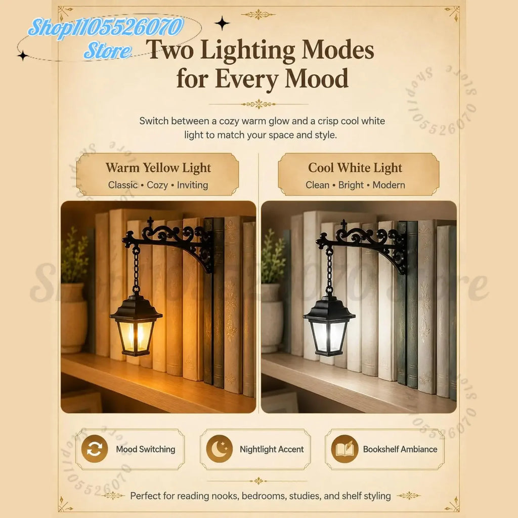 2026 Library Lantern-Decorative Bookshelf Lighting, Warm LED Nightlight, Miniature Shelf Light, Home Desk Hanging Ornament