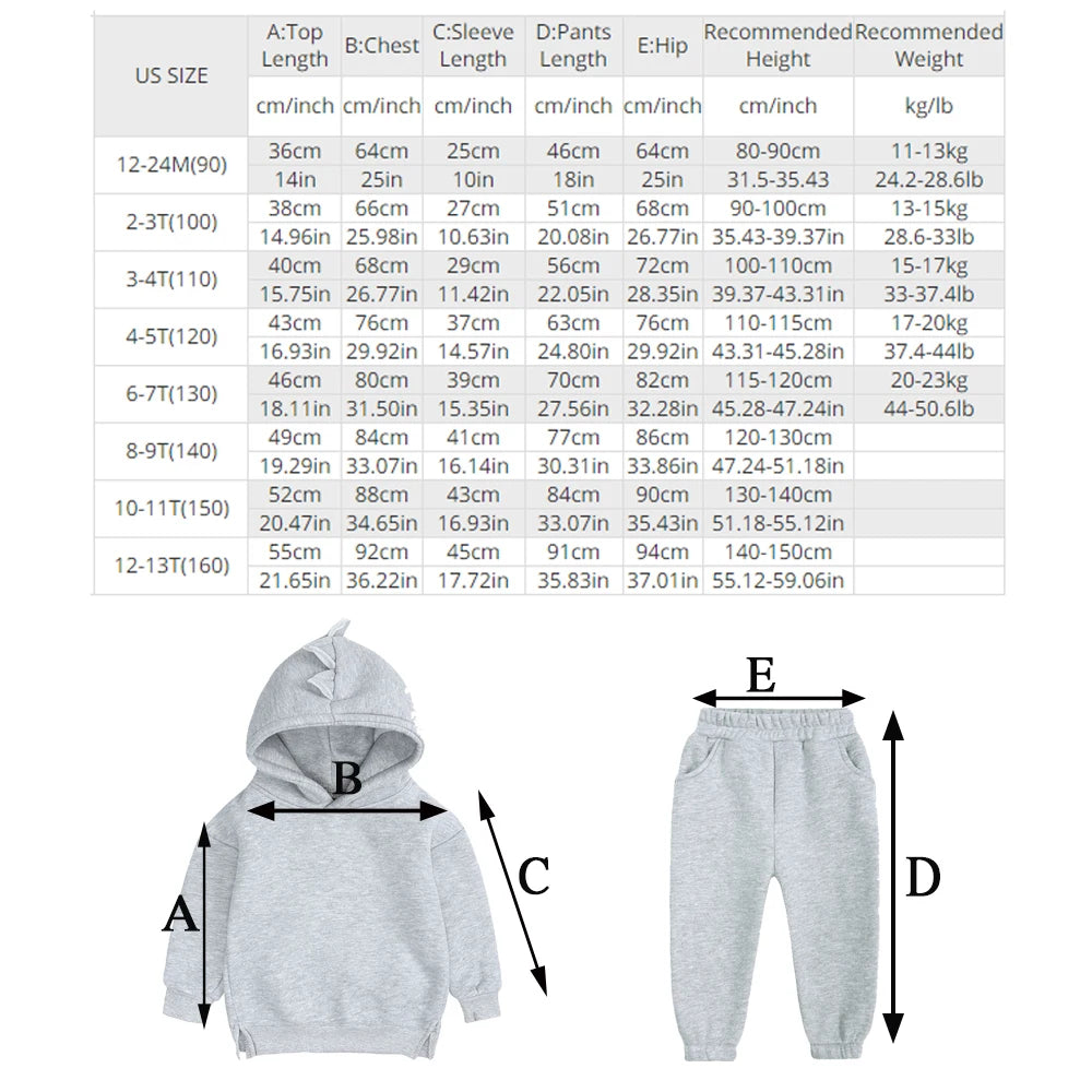 2026 Children Kids Fleece Winter Outfits Solid Cotton Hooded Sweatshirt+Pants Toddler Infant Suit Boy Girl Casual Warm Clothes