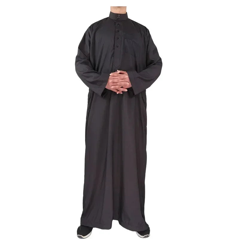 Islamic Clothing Men Solid Long Sleeve Loose Muslim Male Saudi Arabia Pakistan Kurta Muslim Costumes Muslim Dress Kaftan Thobe