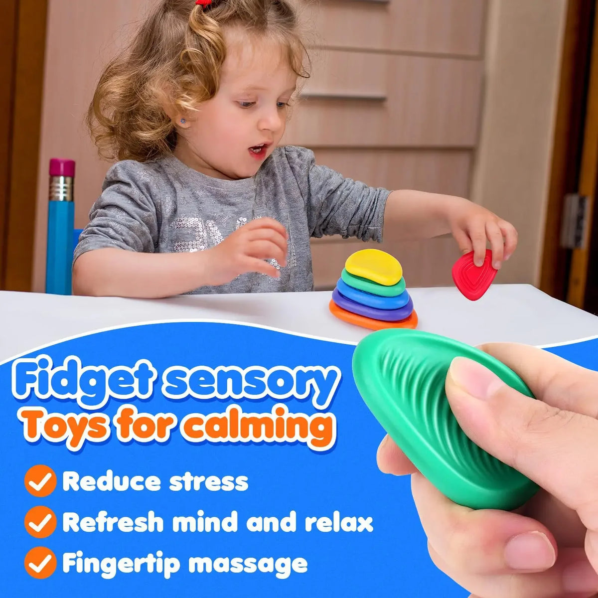 2026 New Hot Fidget Toys Adults Sensory Silicone Stone 6 Pack Textured for Autism Kids Calming Down Fidget Stress Relief Toys
