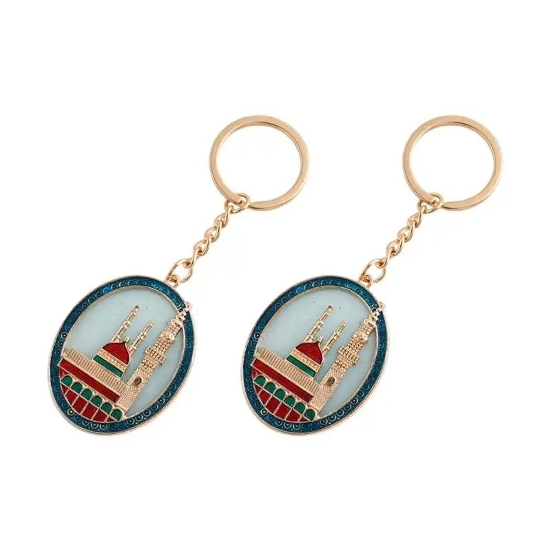 A52E Islamic Cultural Keyrings Decorative Mosque Motifs Accessories for Holy Event