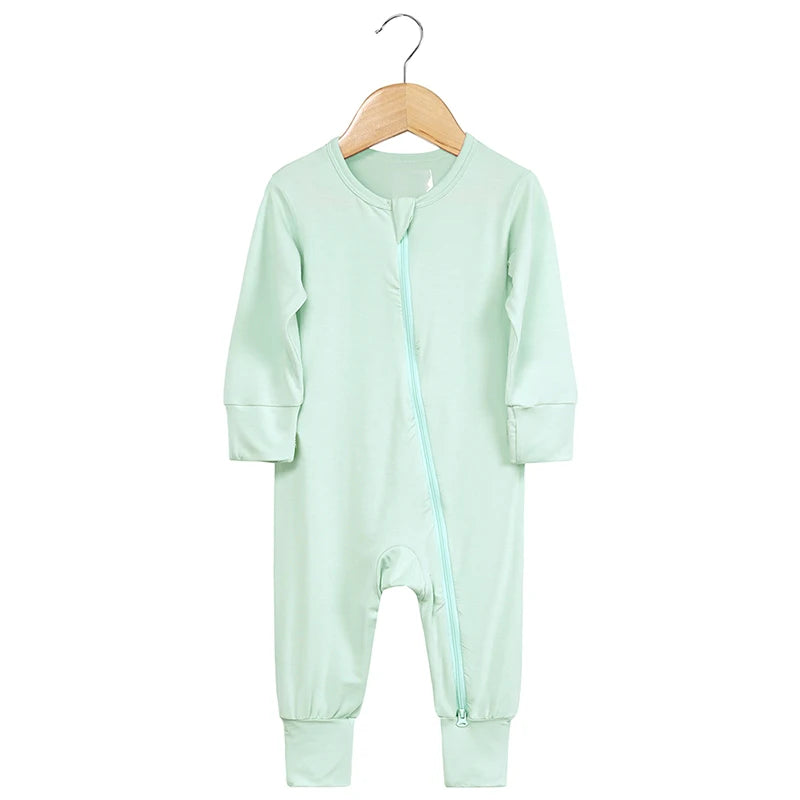 2026 Newborn Baby Bamboo Fiber Romper Solid Breathable Long Sleeve Clothes For 0-24M Boy Girl Jumpsuit Infant Loungewear Pyjamas