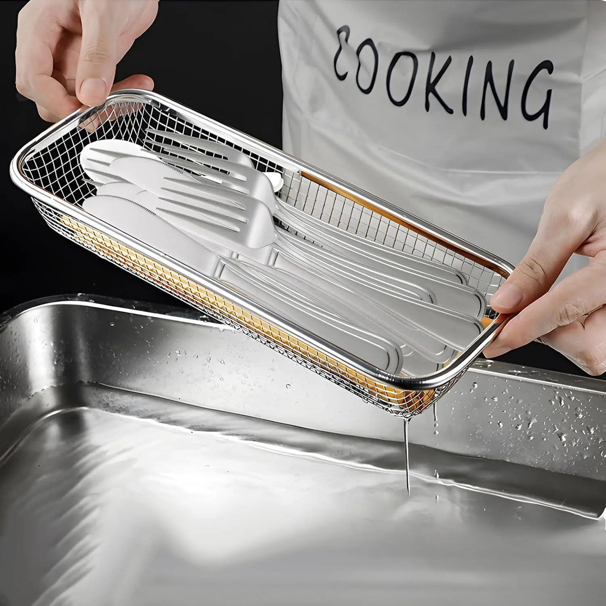 1pc Kitchen Storage Rack - Compact Dishware and Utensil Stand with Drainage Basket