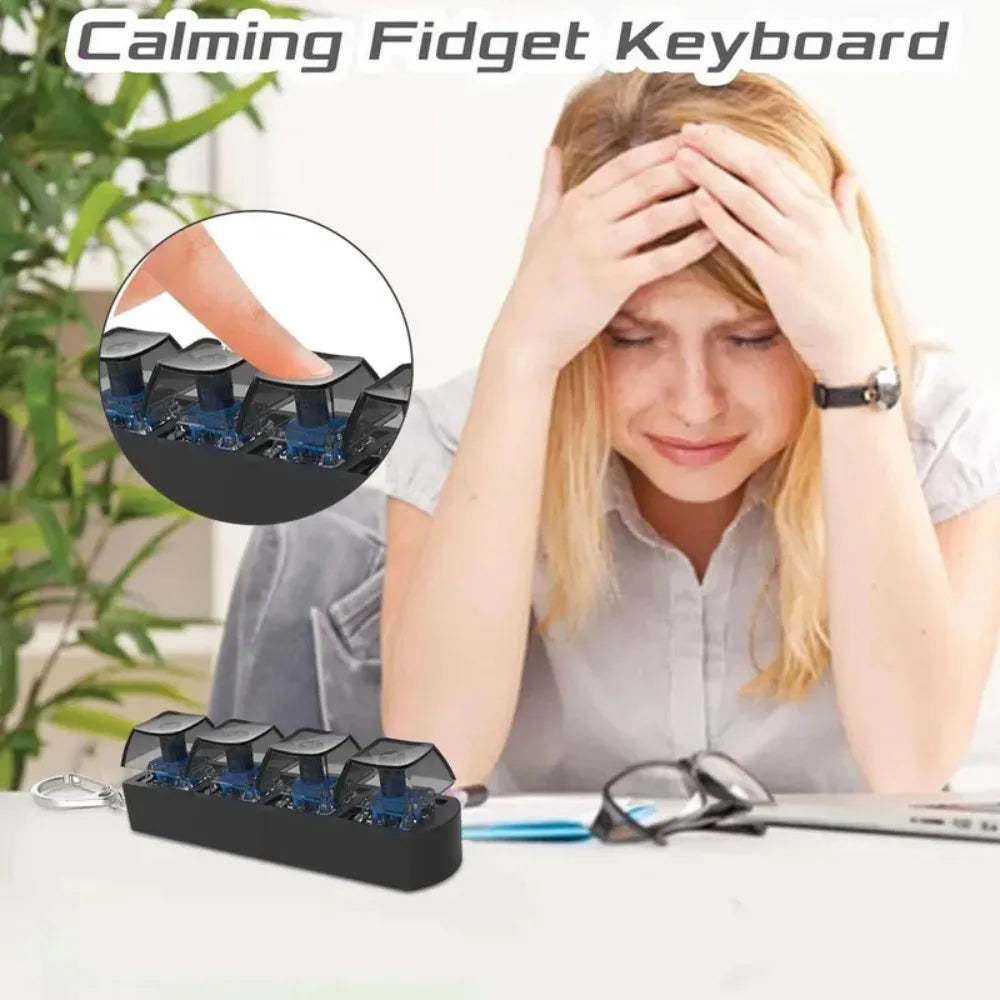 Popular Fidget Keyboard Pop It, Transparent Button Toy Spinning Top Style, Party Gift, Stress Relief for Adults Office Use