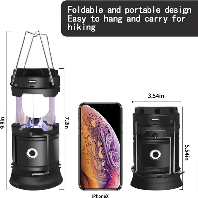 1/2Pack 6 in 1 Multifunction Lantern, LED Solar Camping Lanterns, USB Rechargeable Portable Flashlight, Waterproof Ultra Bright