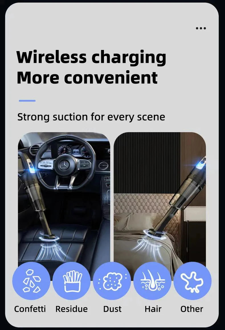 Auto-Multifunktionsstaubsauger, Handstaubsauger mit starker Saugkraft, wiederaufladbar, für Auto und Zuhause, kleiner kabelloser Staubsauger für Paare.