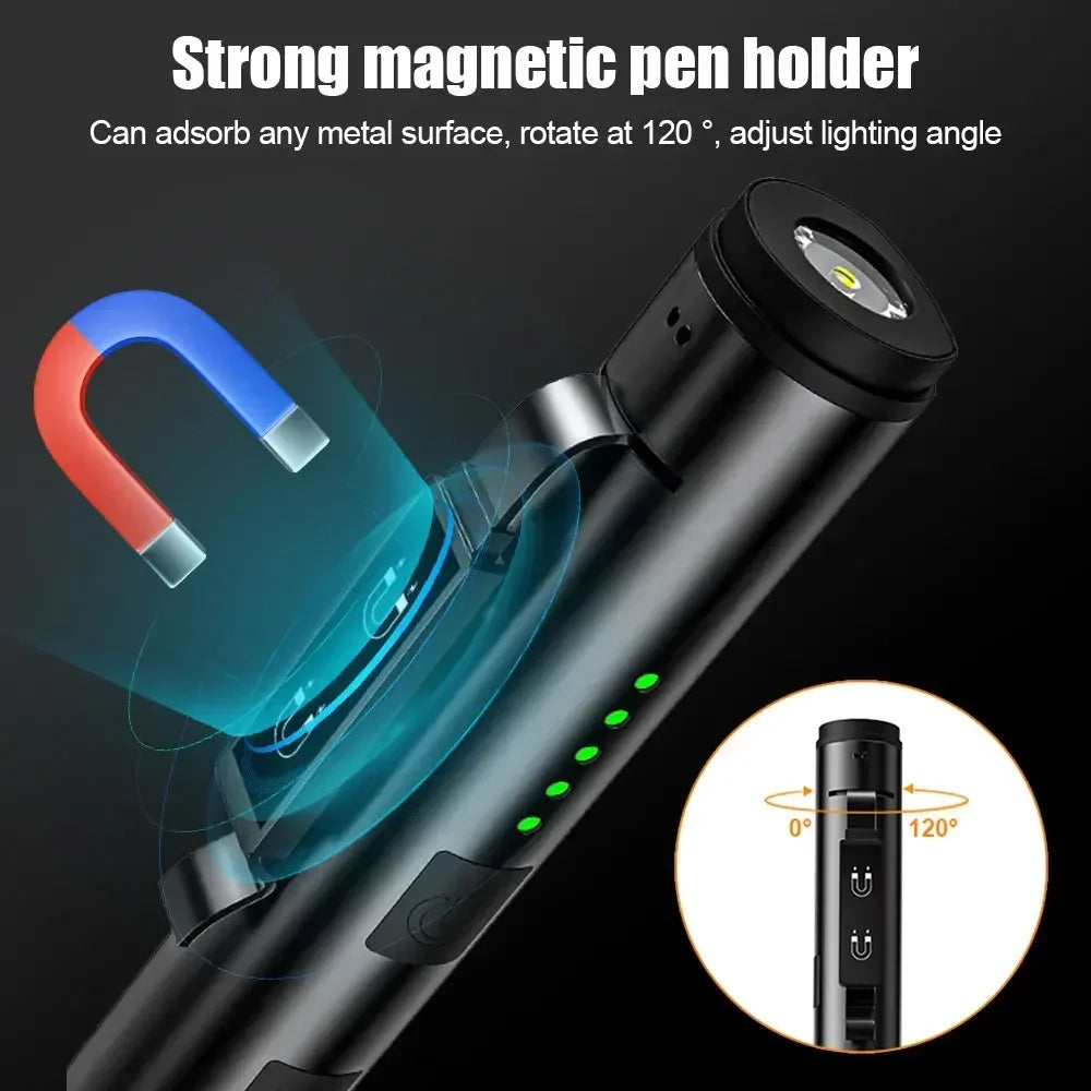 KDULIT 4 in 1 Multifunctional LED Pen Flashlight Built in 800mah Battery USB Rechargeable with Magnetism Work Repair Lantern
