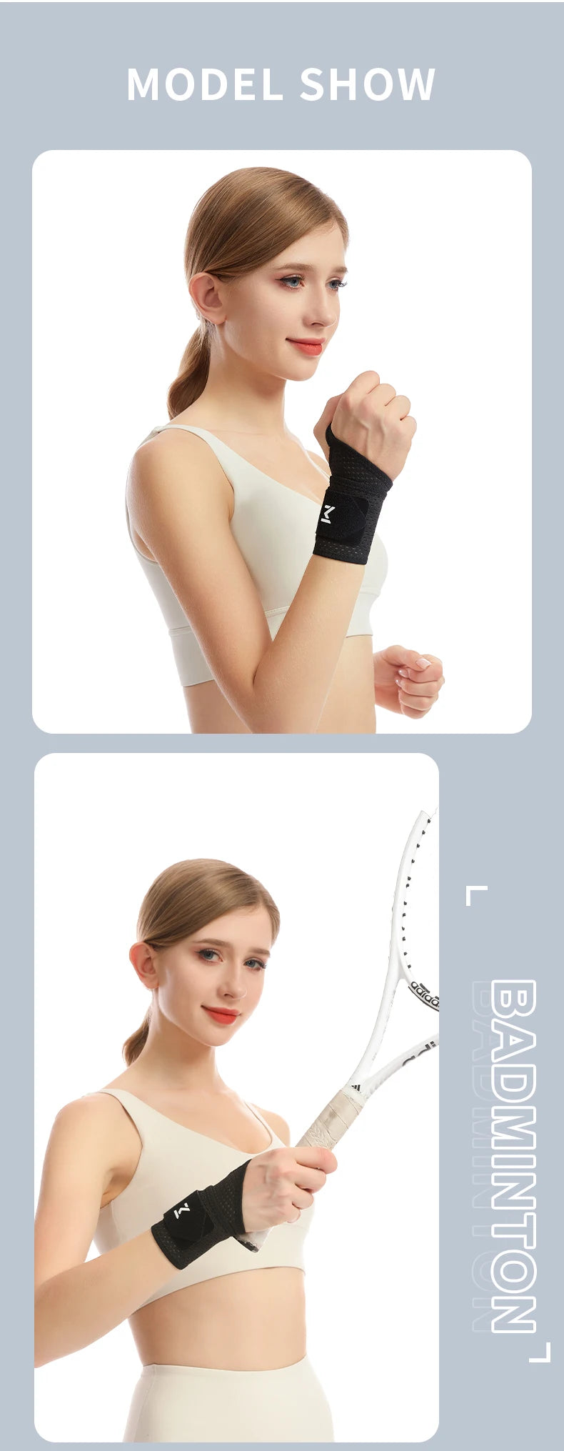 1pc Adjustable Wrist Strap Sports Wrist Support Brace Black Weightlifting Wristband For Men & Women Badminton Tennis Gym