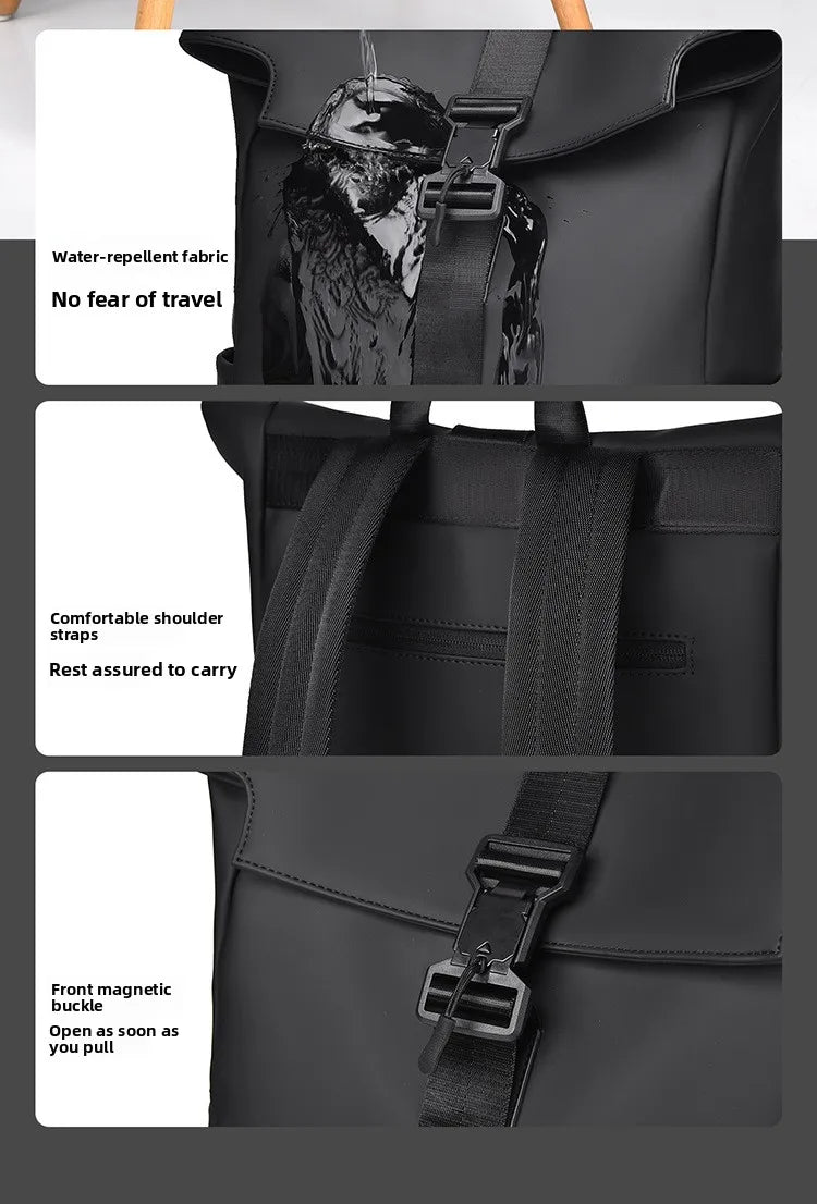 Neuer Herren-Rucksack mit Flip-Cover und magnetischer Schnalle, lässiger Outdoor-Reiserucksack, multifunktionaler Computer-Rucksack mit großer Kapazität
