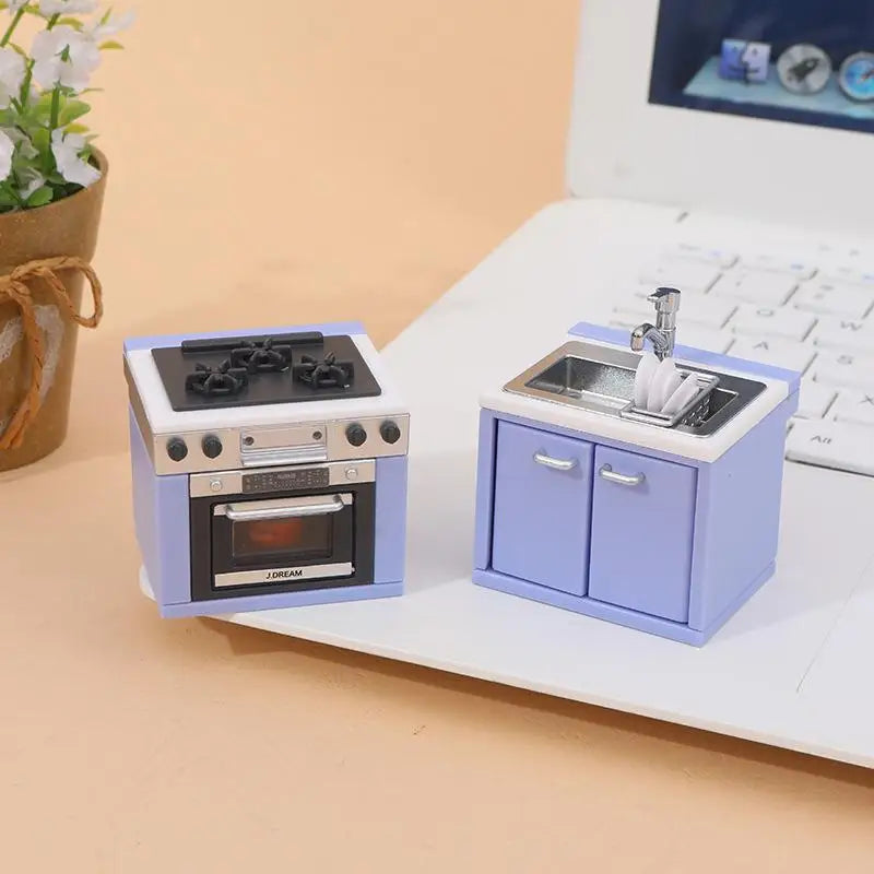 1 Set Dollhouse Miniature Simulation Kitchen Utensils Gas Stove Model Kitchen Accessories For Doll House Decor Pretend Play Toys