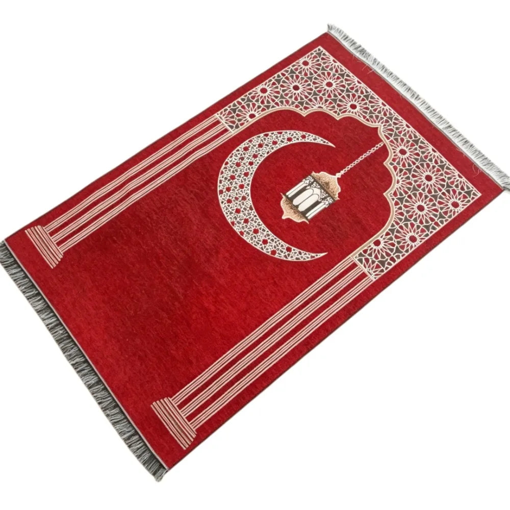 Islamic Floral Prayer Mat, Easy-to-clean Muslim Worship Rug, Foldable Skin-friendly and Wear-resistant Kneeling Blanket