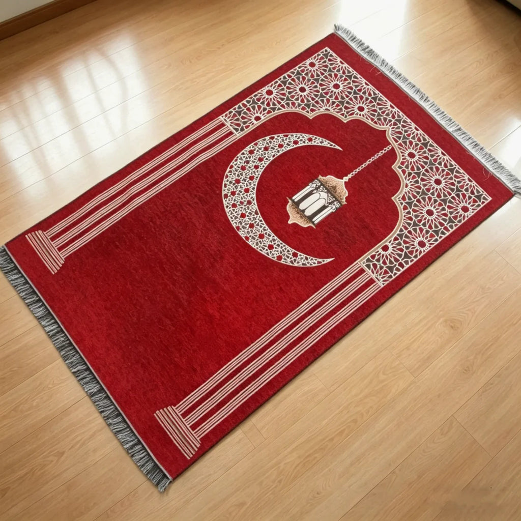Islamic Floral Prayer Mat, Easy-to-clean Muslim Worship Rug, Foldable Skin-friendly and Wear-resistant Kneeling Blanket