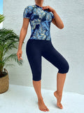 3PCS Floral Modest Burkini Femmes Women Muslim Swimwear Burkini Islamic Swimsuit
