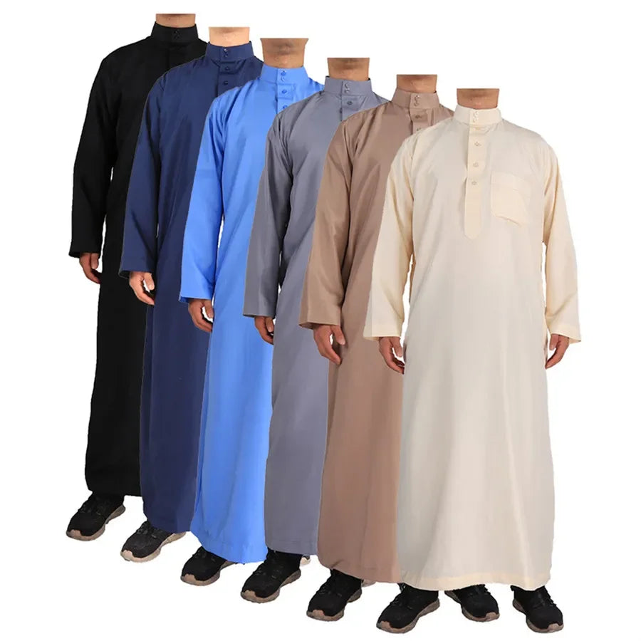Islamische Kleidung Männer Solide Langarm Lose Muslimischen Männlichen Saudi-Arabien Pakistan Kurta Muslimischen Kostüme Muslimischen Kleid Kaftan Thobe