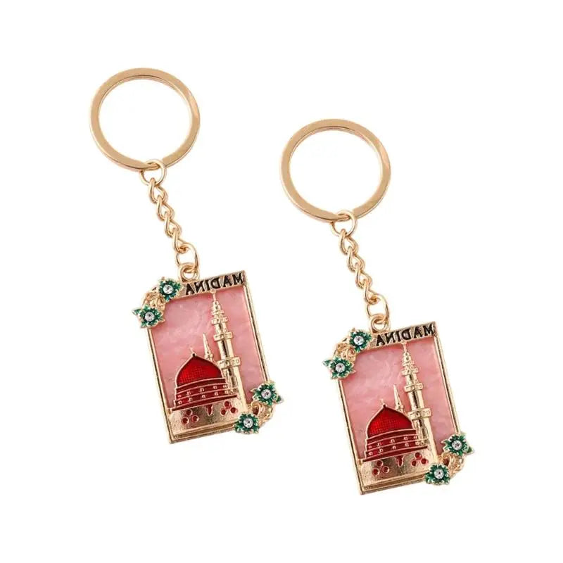A52E Islamic Cultural Keyrings Decorative Mosque Motifs Accessories for Holy Event