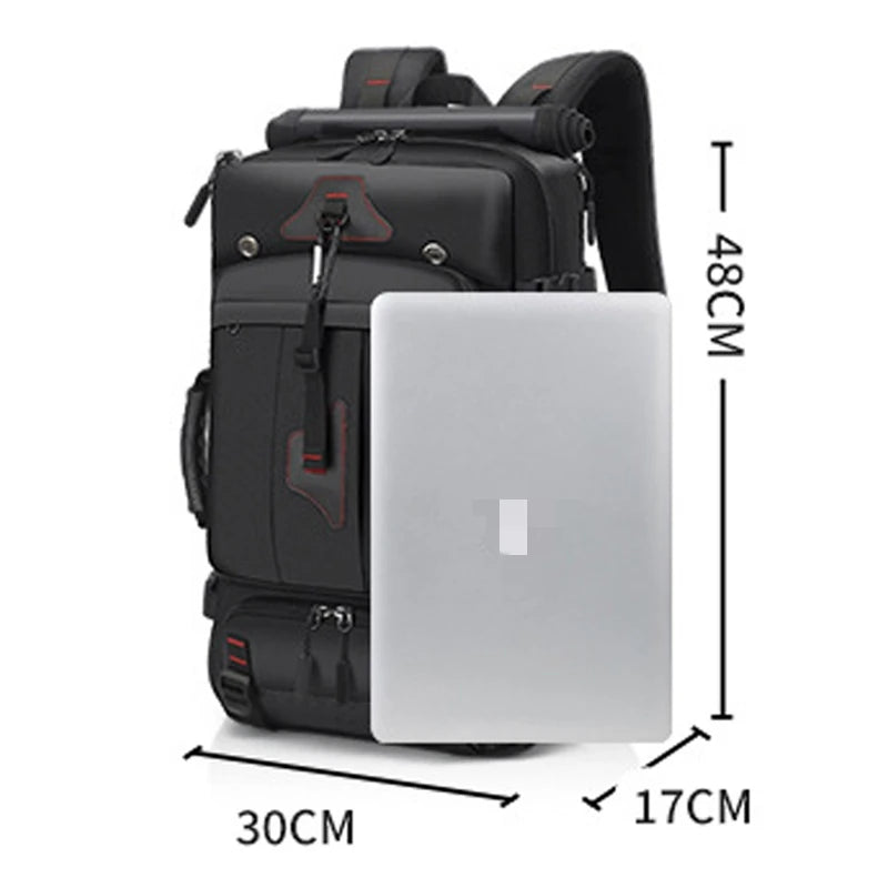 Reiserucksack mit großer Kapazität, 17-Zoll-Laptopfach, mit separatem Fach für trockene und nasse Gegenstände, Wanderrucksack für Herren.