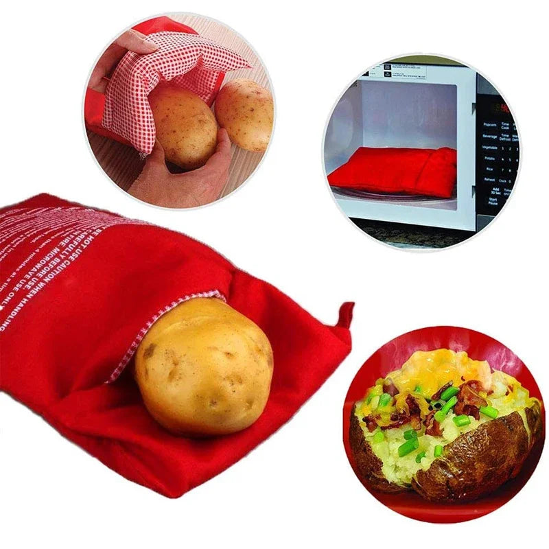 Kitchen Supplies Microwave Potato Bag Baked Potato Bag Red Pouch Cooking in Just 4 Minutes Cooker Bag Potato Bags Kitchen Tools
