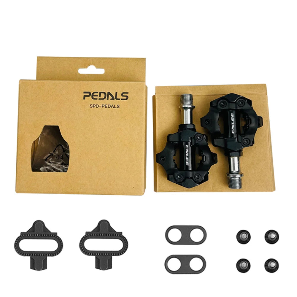 ENLEE Bicycle Lock Pedal 1 With Free Cleat For SPD System MTB Road Aluminum Anti-slip Sealed Bearing Lock Accessories