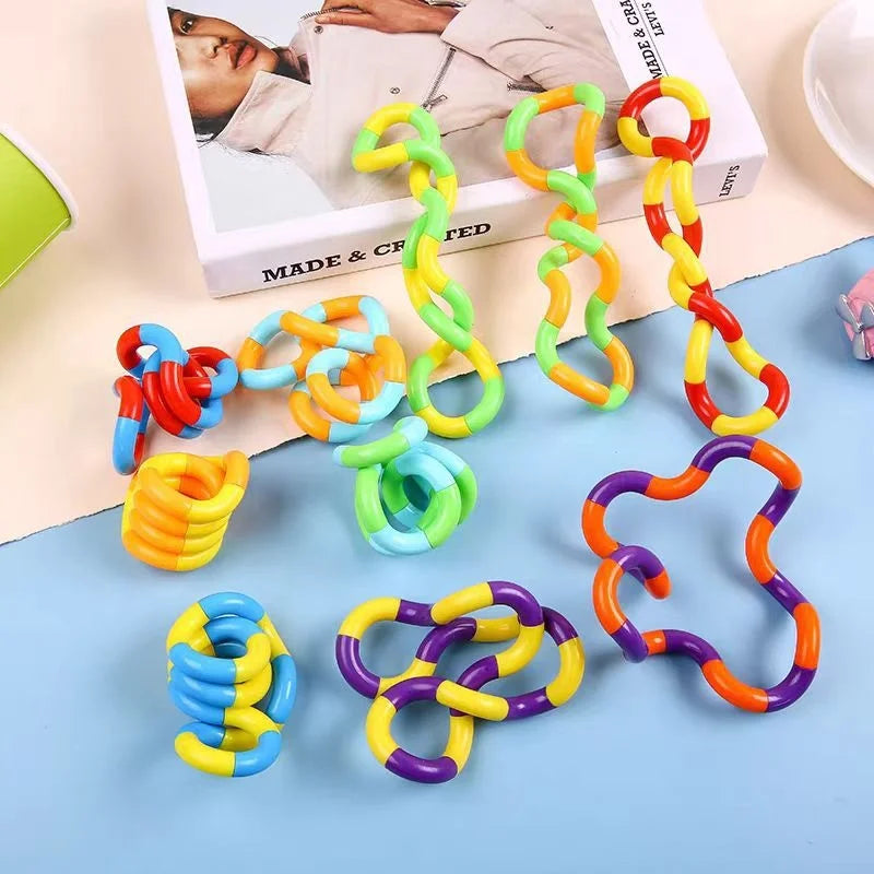 2Pcs Rainbow Circle Tangle Rope Twist Fidget Toy - Sensory Autism Therapy Anti Stress Kids Fidget Toy Jouet Antiestres Niños
