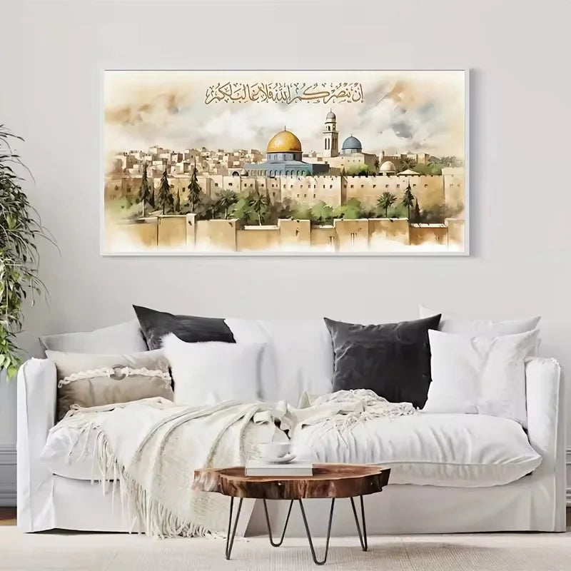 Islamic Mosque Dome Rock Temple Canvas Paintings Islam Prints and Posters Watercolour Artwork Living Room Hallway Wall Decor