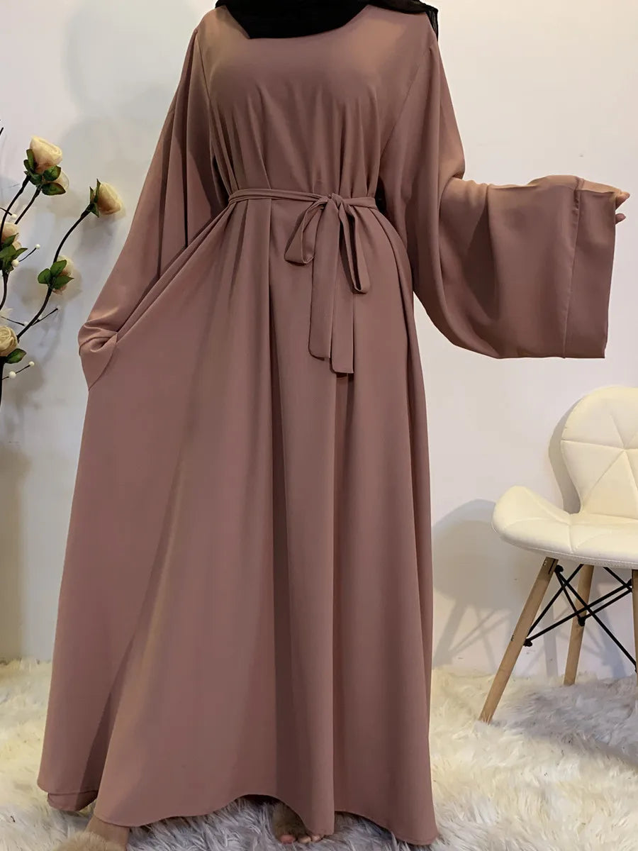 Muslim Women Arabic Dubai Eid Abaya Plus Size Long Dress Modest Ramadan Solid Color Prayer Robe Kaftan Femme Islamic Clothing