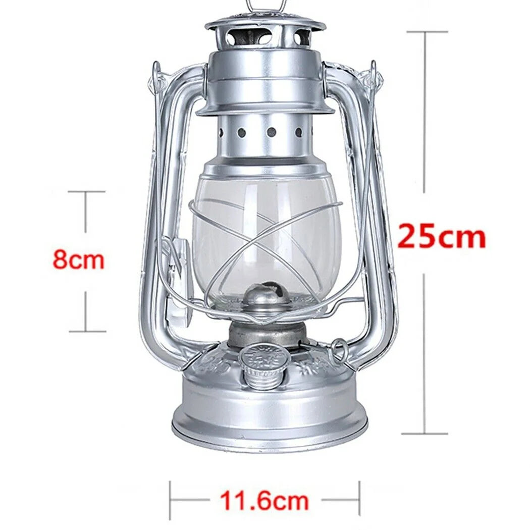 19/25cm Retro Classic Wrought Iron Lamp Lanterns Wick Portable Lights Oil Lantern Camping Hiking Home Decor
