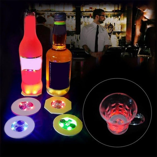 100Pcs LED Tableware Mat Cup  Luminous Sticker Colorful Flashing Bottle Sticker Light-emitting Coaster Stall Bar Light