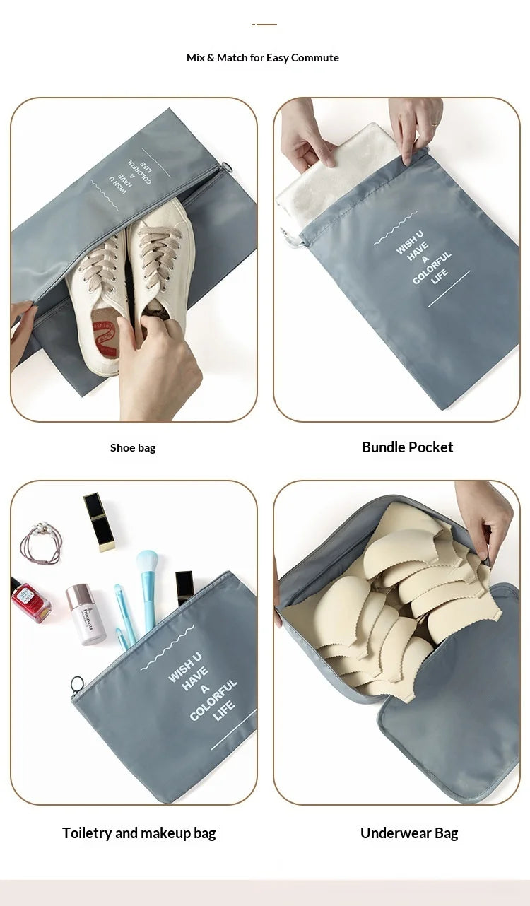 travel Packing Cubes Organizer, Lightweight Luggage Bags with Zipper for Suitcase Clothes Compression, Portable Storage Bag Set