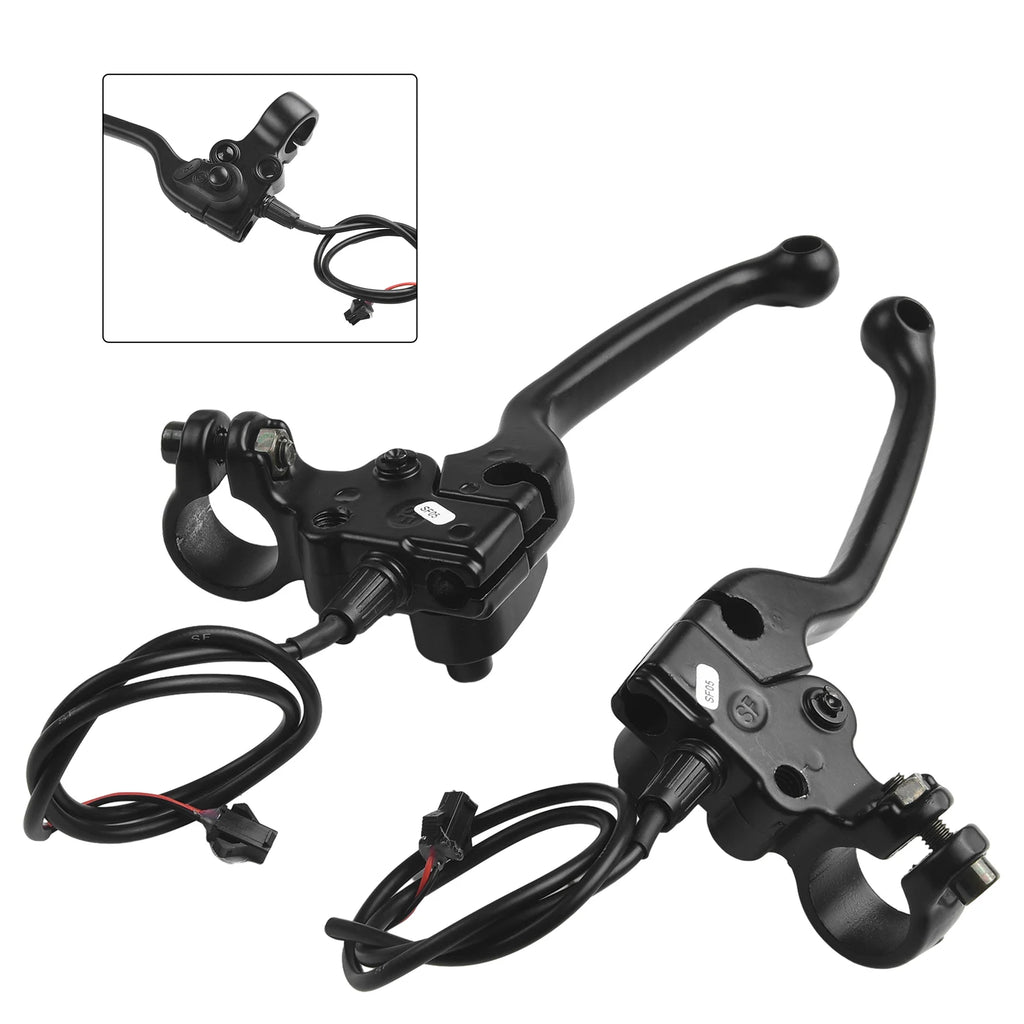 1 Pair E-Bike Mechanical Brake Levers Electric Bicycle Part With Parking Button 2-pin Male Cycling Handle Ebike Accessories