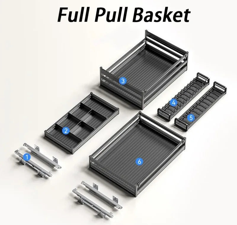 Pull Out Kitchens Cabinets Baskets Drawer Style Bowl Dish Storage Baskets Organization Three Layers Kitchens Shelf Thicken