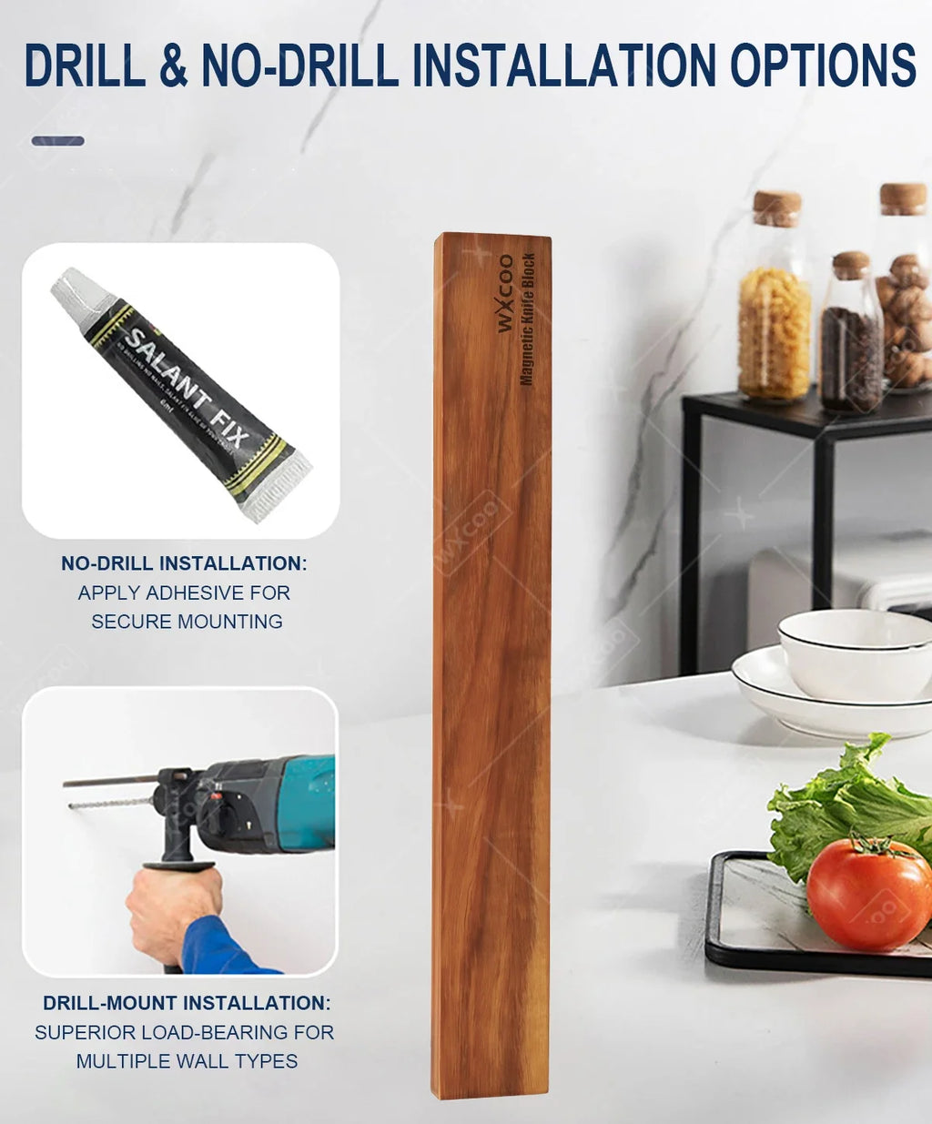 Kitchen Knife Holder Multipurpose Powerful Knife Rack Storage Wall Mounted Magnetic Knife Strip Kitchen Utensils Accessories