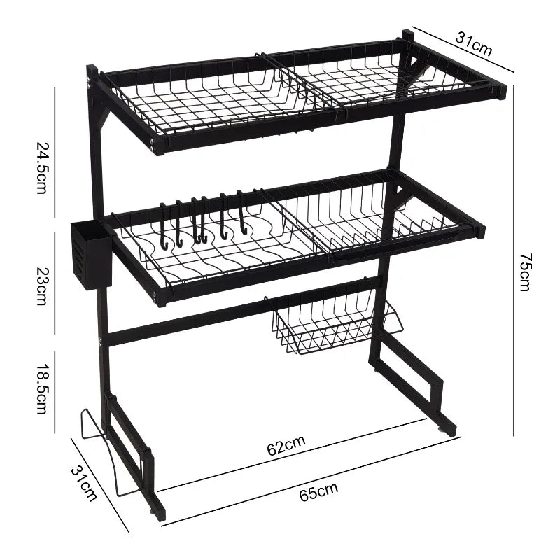 Kitchen Storage Shelf Above The Sink Bowl Draining Rack Multifunctional Dish Knife Rag Spoons Sink Rack Set  Organizer Kitchen