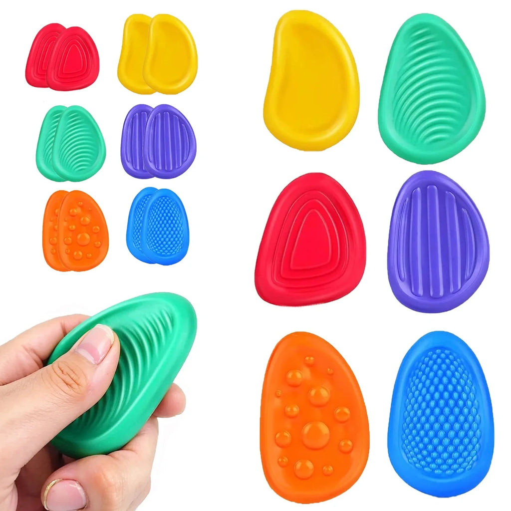 6Pcs Fidget Toys Sensory Stone for Kids Textured Soft Worry Stone for Autism Quiet Fidgets Stress Items Anxiety Relief Gift